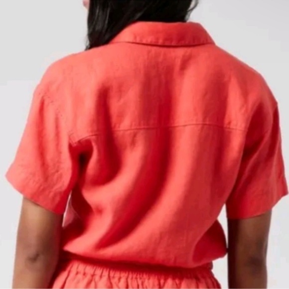 Athleta Playa TieCoral 100% Linen Blouse 3X, NWT - Picture 2 of 10